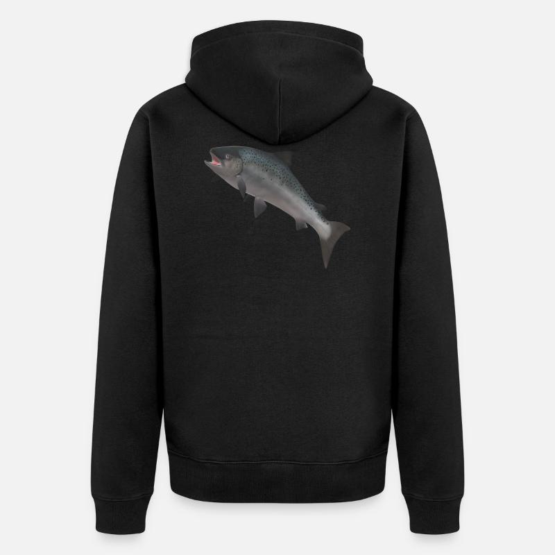 Saumon sauvage 3D - Veste à capuche bio Premium Unisexe - noir