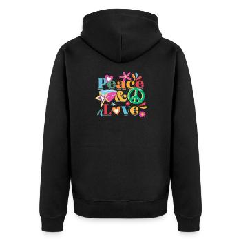 Hippie Peace Love | Hippies costume flower gift - Unisex Premium Organic Zip Hoodie - black - Back - Nico (187cm)