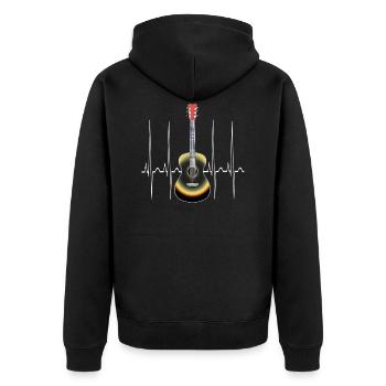 Akustische Gitarre EKG Herzschlag - Unisex Premium Bio Zip Hoodie - Schwarz - Hinten - Nico (187cm)
