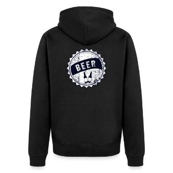 beer - Unisex Premium Organic Zip Hoodie - black - Back - Nico (187cm)