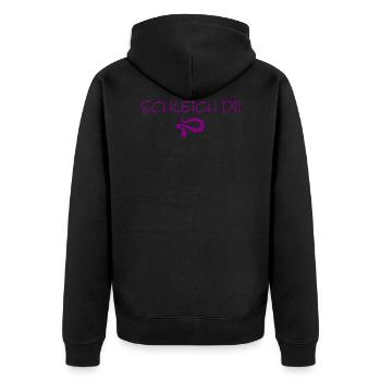 Schleich di - violett - Unisex Premium Bio Zip Hoodie - Schwarz - Hinten - Nico (187cm)