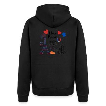 ICH LIEBE FRANKREICH - Unisex Premium Bio Zip Hoodie - Schwarz - Hinten - Nico (187cm)