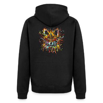 FOX - Unisex Premium Organic Zip Hoodie - black - Back - Nico (187cm)