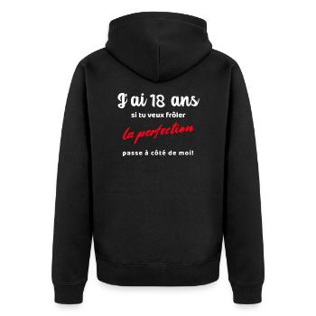 J'ai 18 ans cadeau anniversaire 18 ans humour - Veste à capuche bio Premium Unisexe - noir - Dos - Nico (187cm)