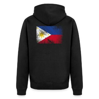 Drapeau des Philippines - grunge vintage - Veste à capuche bio Premium Unisexe - noir - Dos - Nico (187cm)