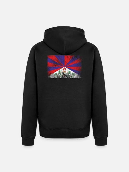 Tibet flag - grunge brush - Unisex Premium Organic Zip Hoodie - black