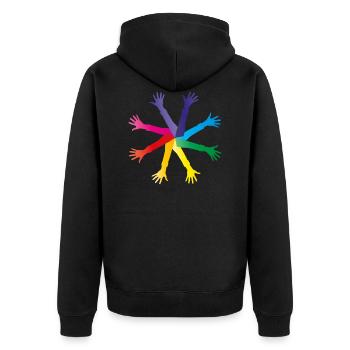 Colorful hands - diversity and integration - Unisex Premium Organic Zip Hoodie - black - Back - Nico (187cm)