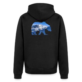 Bear silhouette with mountain photo - Unisex Premium Organic Zip Hoodie - black - Back - Nico (187cm)