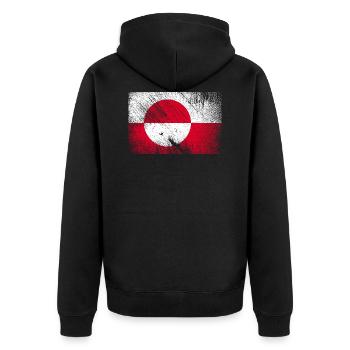 Drapeau du Groenland - grunge vintage - Veste à capuche bio Premium Unisexe - noir - Dos - Nico (187cm)