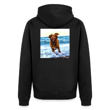 Cute dog by the sea cute puppy on the beach - Unisex Premium Organic Zip Hoodie - black - Back - Nico (187cm)
