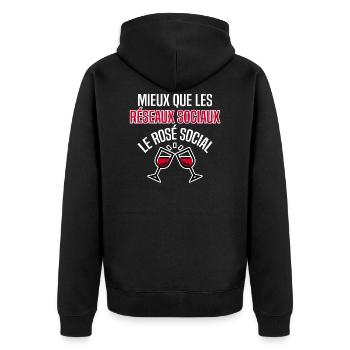 Mieux que les réseaux sociaux, le rosé social. - Veste à capuche bio Premium Unisexe - noir - Dos - Nico (187cm)