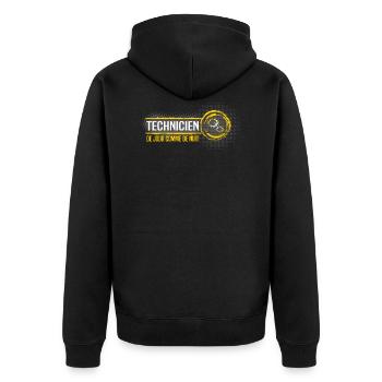 Techniker - Unisex Premium Bio Zip Hoodie - Schwarz - Hinten - Nico (187cm)