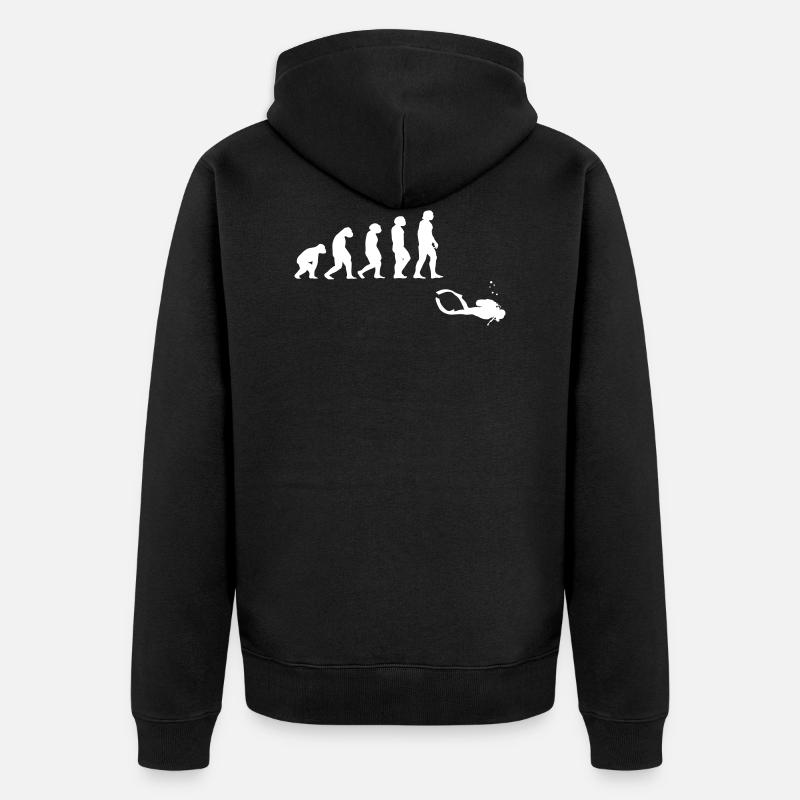 Evolution Tauchen mit Gerät - Unisex Premium Bio Zip Hoodie - Schwarz