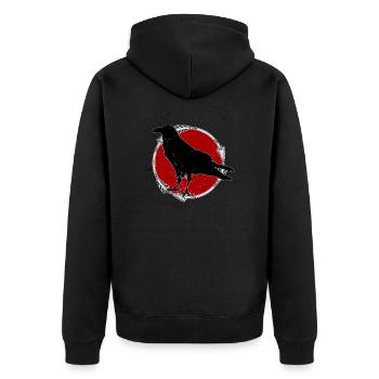 Raven - Crow - Rabe - Krähe - Unisex Premium Organic Zip Hoodie - black - Back - Nico (187cm)