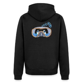 Ein Taucher mit Wasser in der Brille, schwimmen, schwimmen - Unisex Premium Bio Zip Hoodie - Schwarz - Hinten - Nico (187cm)