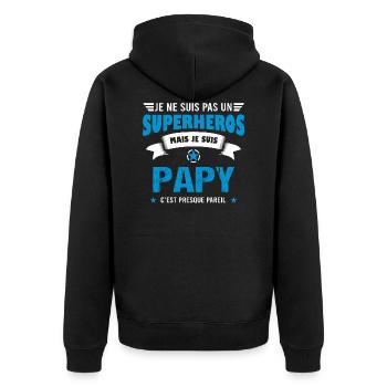 Papy cadeau drôle original super papi - Veste à capuche bio Premium Unisexe - noir - Dos - Nico (187cm)
