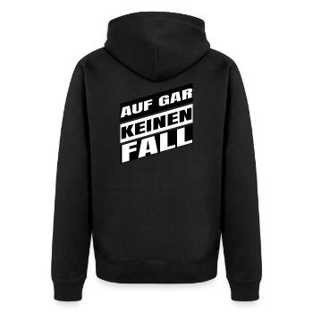 Auf gar keinen Fall - Unisex Premium Bio Zip Hoodie - Schwarz - Hinten - Nico (187cm)