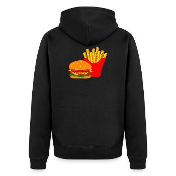 Burger mit Pommes - Unisex Premium Bio Zip Hoodie - Schwarz - Hinten - Nico (187cm)