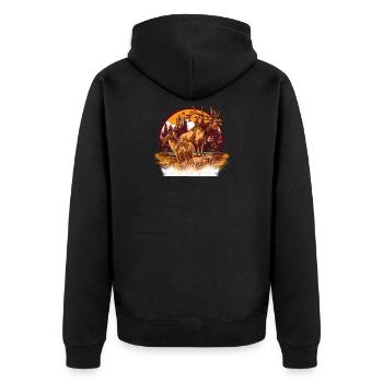 hunting - Unisex Premium Bio Zip Hoodie - Schwarz - Hinten - Nico (187cm)