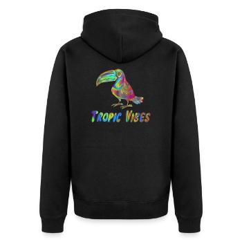 Tropic Vibes | Oiseau toucan de vacances dans les Caraïbes - Veste à capuche bio Premium Unisexe - noir - Dos - Nico (187cm)