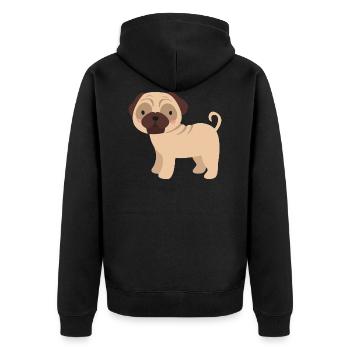 pug - Unisex Premium Organic Zip Hoodie - black - Back - Nico (187cm)