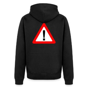 Panneau de signalisation avertissement mise en garde - Veste à capuche bio Premium Unisexe - noir - Dos - Nico (187cm)