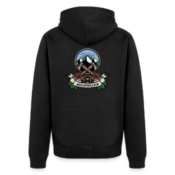 Holzfäller - Unisex Premium Bio Zip Hoodie - Schwarz - Hinten - Nico (187cm)
