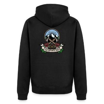 Waldarbeiter Ich und mein Holz - Unisex Premium Bio Zip Hoodie - Schwarz - Hinten - Nico (187cm)