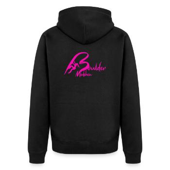 Boulder Mädchen Bouldern Pink Geschenk Boulderin - Unisex Premium Bio Zip Hoodie - Schwarz - Hinten - Nico (187cm)