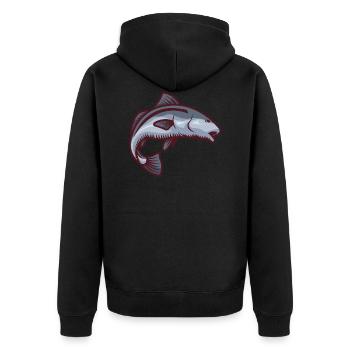 Pisces Symbol of Prosperity - Unisex Premium Organic Zip Hoodie - black - Back - Nico (187cm)