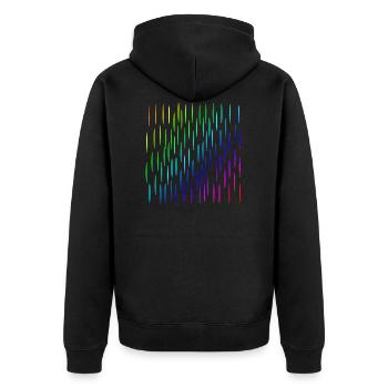 Bunte Streifen | Muster | Formen | Symbol - Unisex Premium Bio Zip Hoodie - Schwarz - Hinten - Nico (187cm)