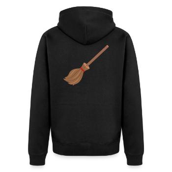 Halloween broom - Unisex Premium Organic Zip Hoodie - black - Back - Nico (187cm)