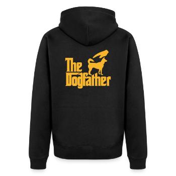 Dogfather - Unisex Premium Bio Zip Hoodie - Schwarz - Hinten - Nico (187cm)