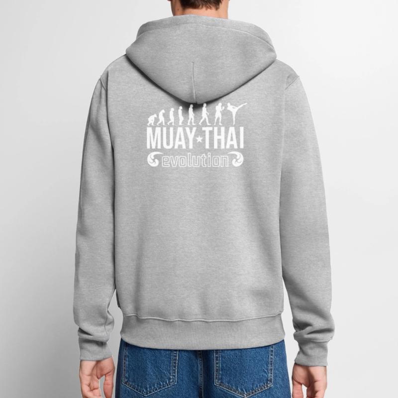 Muay Thai Evolution | Thaiboxen die Evolution Unisex Premium Bio Zip Hoodie