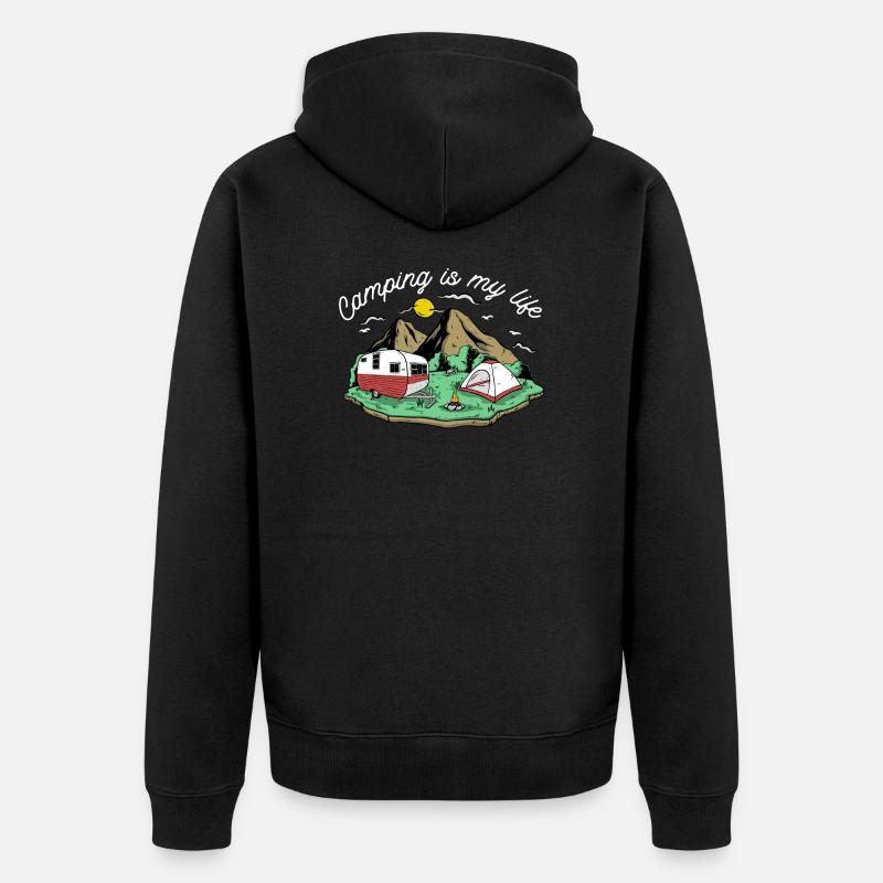 Camping - Unisex Premium Bio Zip Hoodie - Schwarz