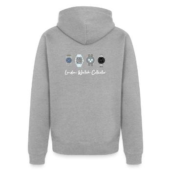 london watch collector Automatik / Luxus Uhren Wat - Unisex Premium Bio Zip Hoodie - Grau meliert - Hinten - Nico (187cm)