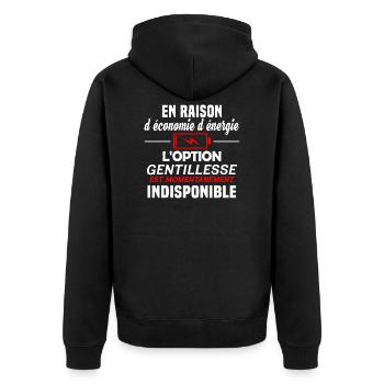En raison d'économie d'énergie. Humour humeur - Veste à capuche bio Premium Unisexe - noir - Dos - Nico (187cm)
