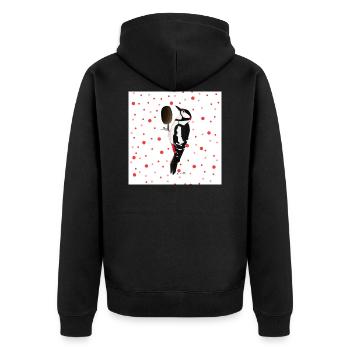 Great Spotted Woodpecker Oiseau Cadeau Femmes Hommes Enfants - Veste à capuche bio Premium Unisexe - noir - Dos - Nico (187cm)