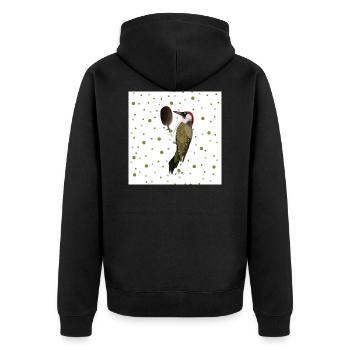 Green woodpecker bird gift women men children - Unisex Premium Organic Zip Hoodie - black - Back - Nico (187cm)