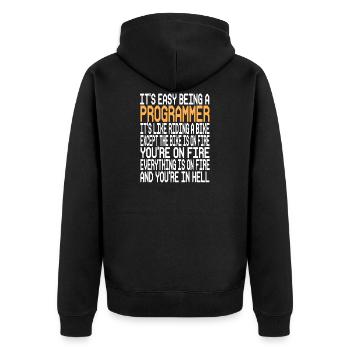Programmer - Unisex Premium Organic Zip Hoodie - black - Back - Nico (187cm)