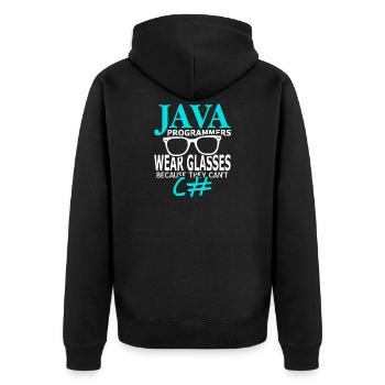 Programmer - Unisex Premium Organic Zip Hoodie - black - Back - Nico (187cm)