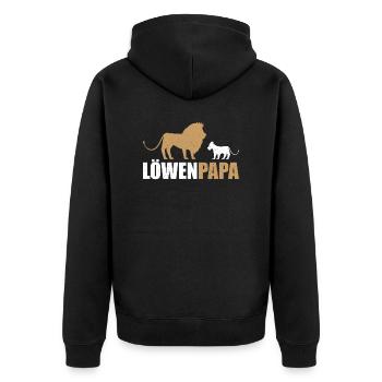 Löwenpapa Vater Opa Onkel Geschenk - Unisex Premium Bio Zip Hoodie - Schwarz - Hinten - Nico (187cm)