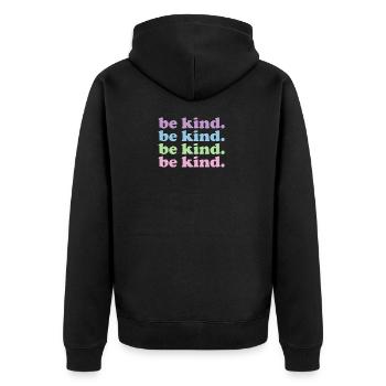 Phrase Soyez gentil. arc-en-ciel rose et violet pastel - Veste à capuche bio Premium Unisexe - noir - Dos - Nico (187cm)