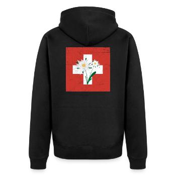 Edelweiss Suisse Drapeau Drôle d’idée cadeau - Veste à capuche bio Premium Unisexe - noir - Dos - Nico (187cm)