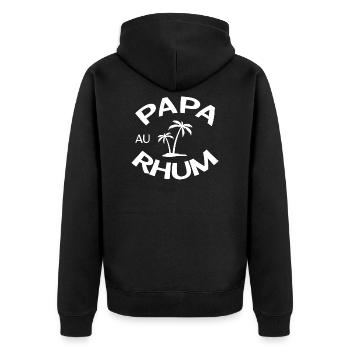 PAPA AU RHUM Humour alcool. Pour amateurs de rhum - Veste à capuche bio Premium Unisexe - noir - Dos - Nico (187cm)