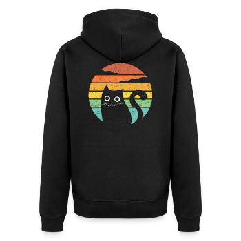 Sonnenuntergang mit niedlichem Tier - Unisex Premium Bio Zip Hoodie - Schwarz - Hinten - Nico (187cm)