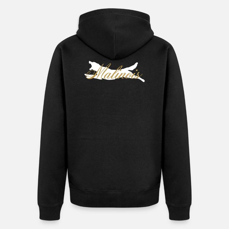 Mali Fly Malinois White - Unisex Premium Bio Zip Hoodie - Schwarz