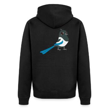 Elster - Unisex Premium Bio Zip Hoodie - Schwarz - Hinten - Nico (187cm)