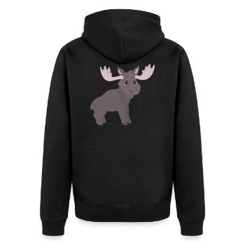 Elch - Unisex Premium Bio Zip Hoodie - Schwarz - Hinten - Nico (187cm)