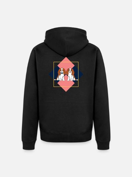 Lattice Cavalier King Charles Spaniel - Unisex Premium Organic Zip Hoodie - black